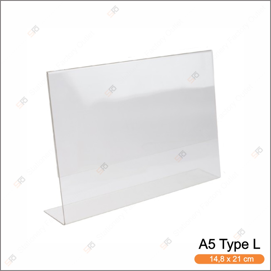 

Tempat Brosur Akrilik A5 Landscape Tipe L - Tent Card Holder Acrylic Display
