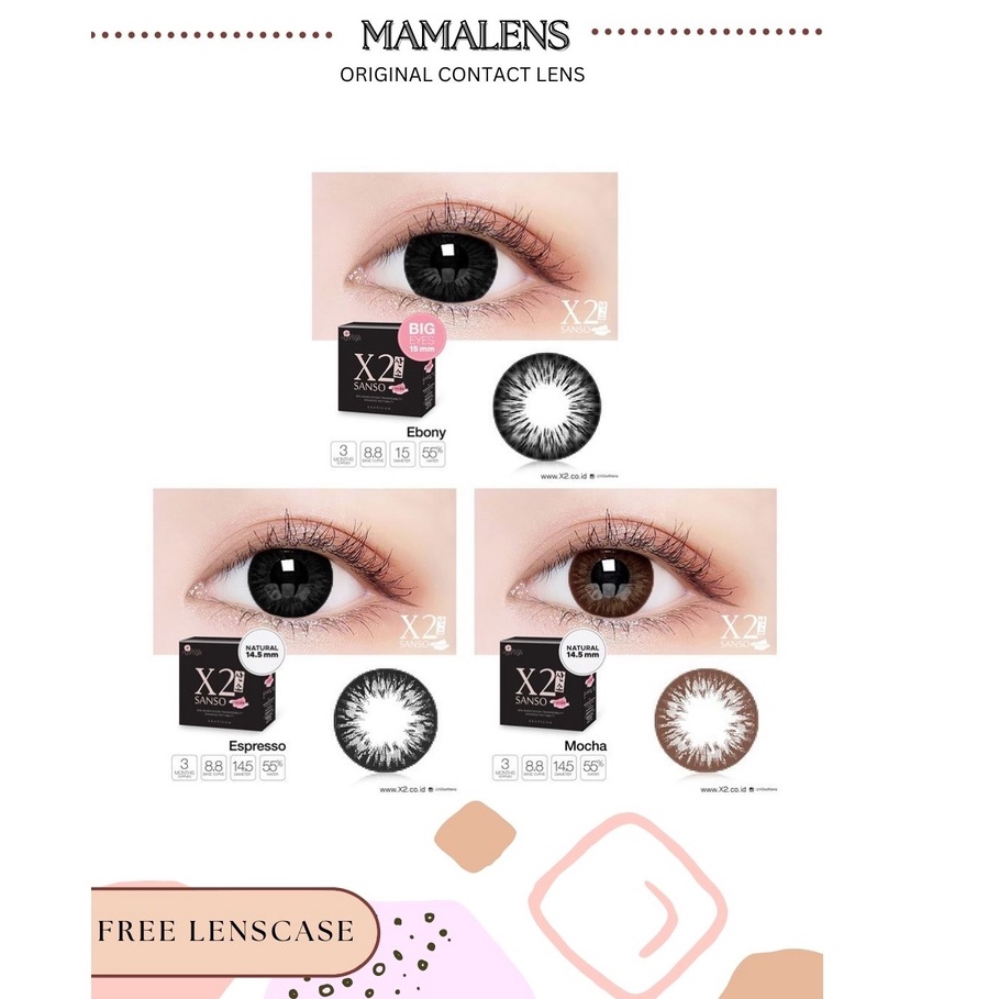 Softlens X2 Sanso Black Normal &amp; Minus -0.50 sd -3.00 Free Lenscase - MAMALENS