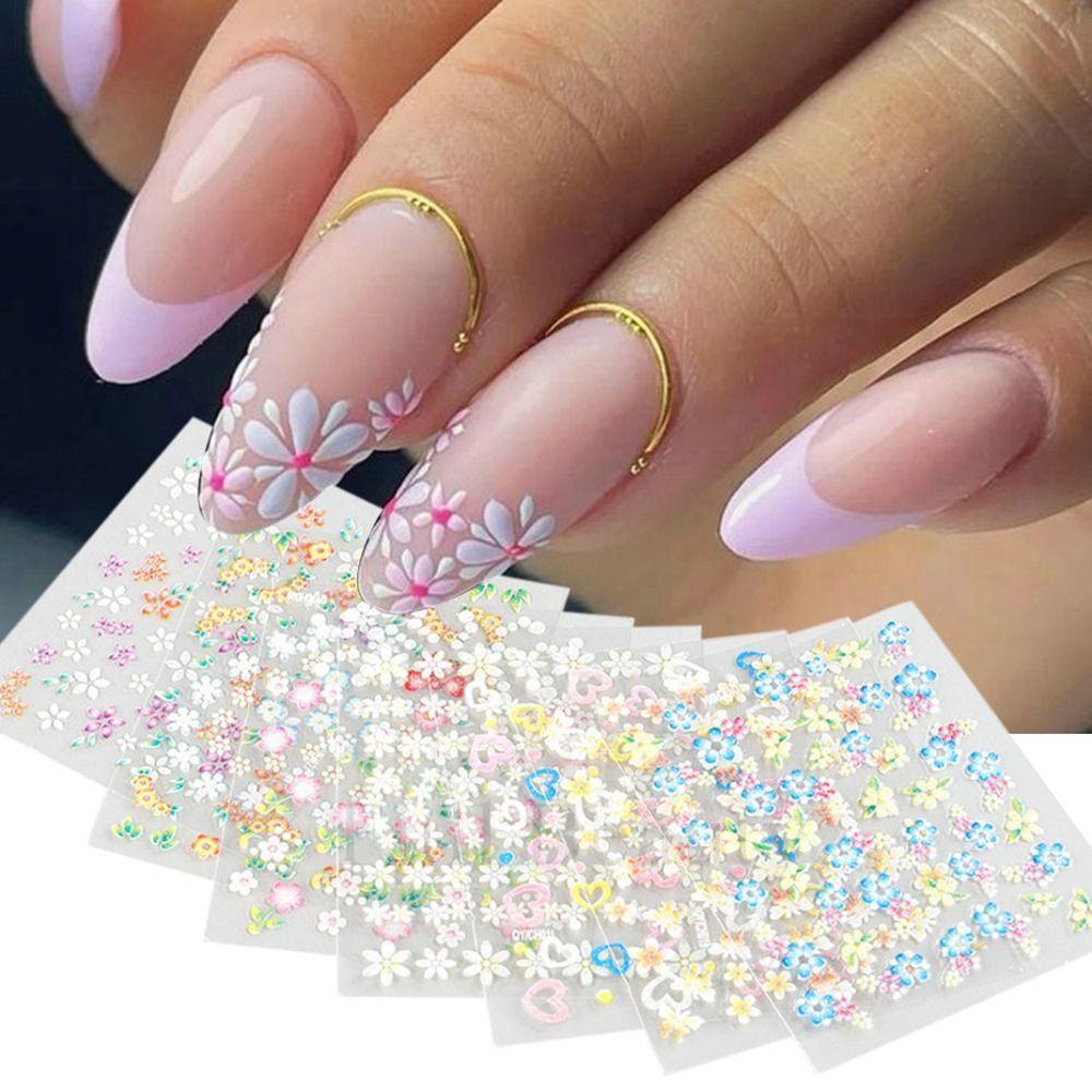 Mxbeauty Nail Art Stiker Set Lucu Perekat Diri 30 Pcs Hati 3D Kupu-Kupu Pernikahan Foil Desain Campur Bunga Kuku Decals