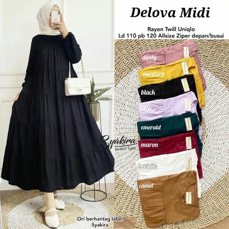 Delova midi bahan rayon twill uniqlo