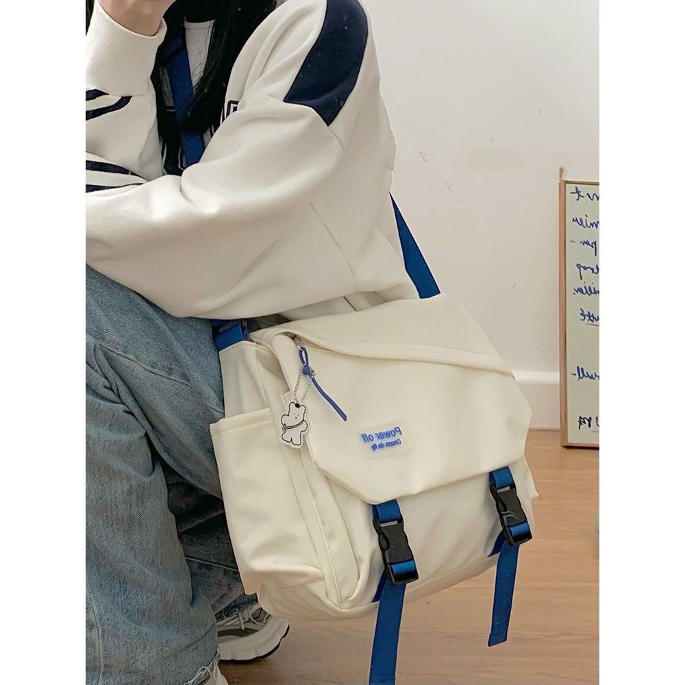 ☇⊕Trendi In Tooling Style Messenger Bag Pria Jepang Liar Kapasitas Besar Satu Bahu Messenger Tas Siswa Kelas Tas Wanita