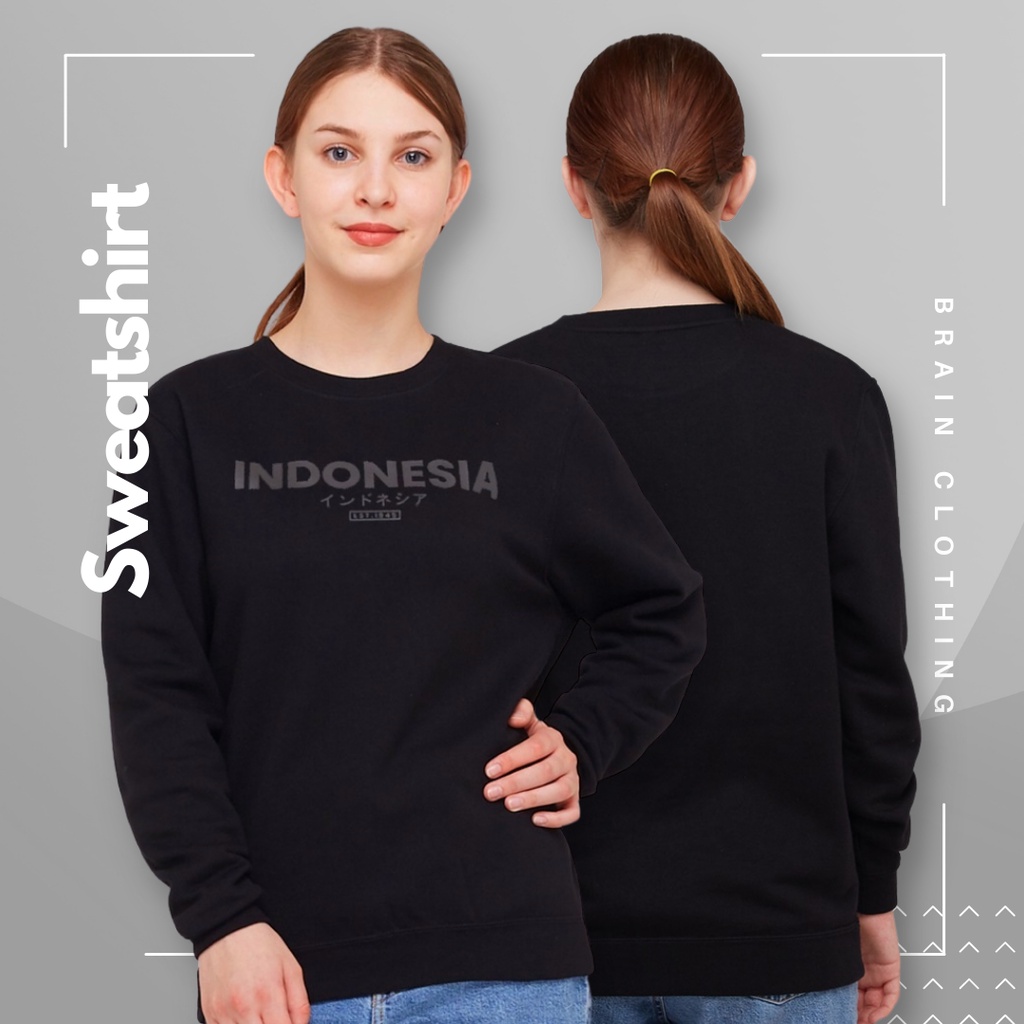 Sweatshirt Wanita BLACK IDN CN warna Hitam