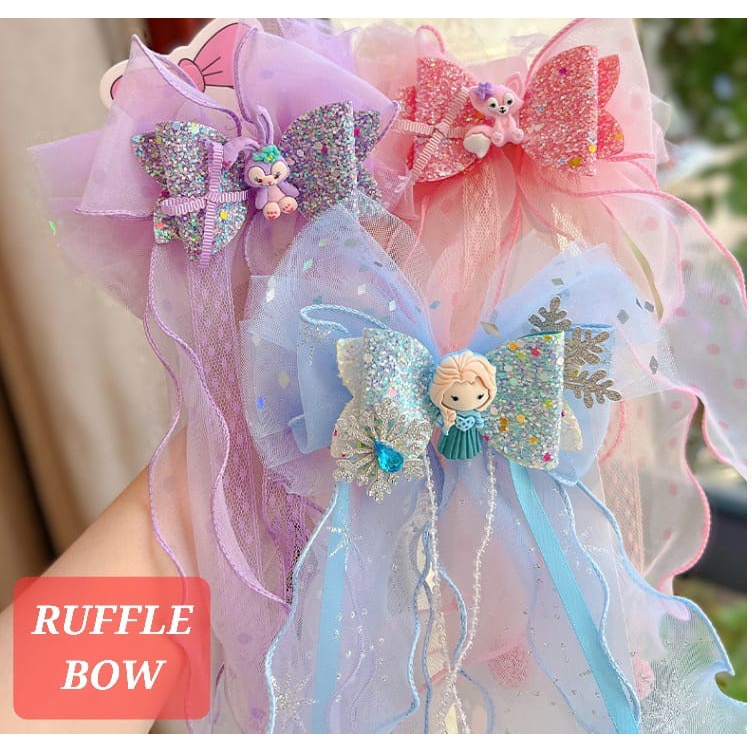 RUFFLE BOW PITA RAMBUT ANAK CEWEK PRINCESS LUCU AKSESORIS FASHION JEPIT RAMBUT