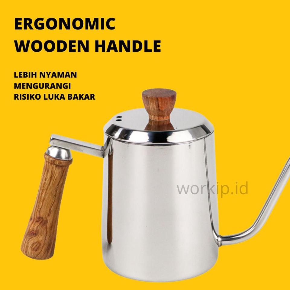 Subsidi--Teko Leher Angsa 600ML Teko Kopi Teko Hitam Gooseneck Kettle Ketel Kopi Ketel Leher Angsa T