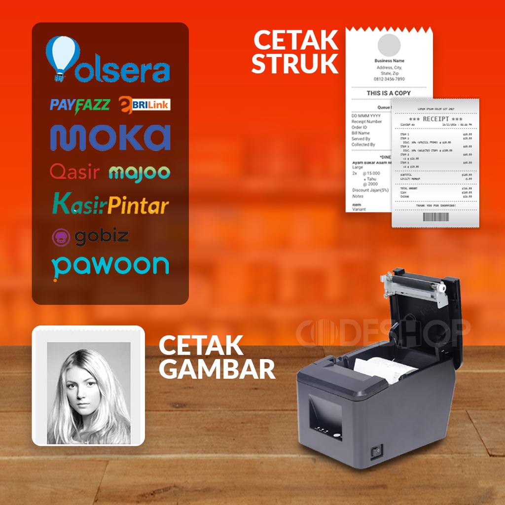 Printer Kasir Cetak Struk Thermal HPRT TP80BE Auto Cutter