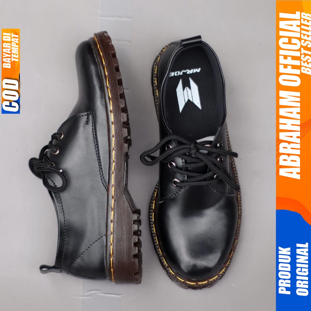 Sepatu Docmart Formal Pantofel Boots Hitam Wanita Abraham Miju