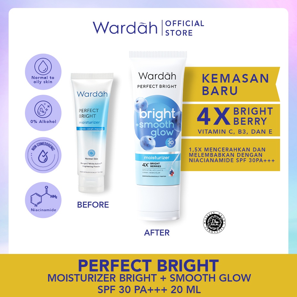 GIRLSNEED77 (COD) Wardah Perfect Bright Moisturizer Normal Skin 20 ml - Pelembab dengan brightening powder, SPF 15