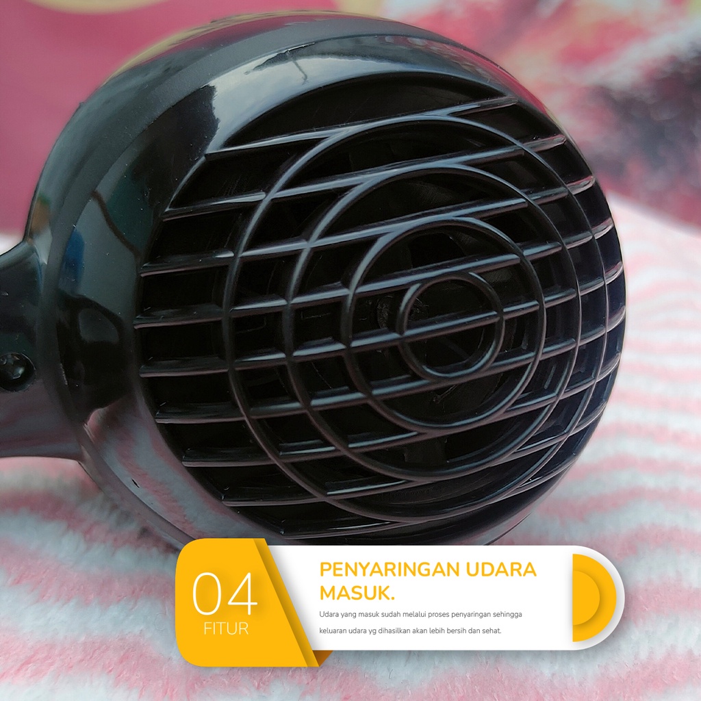 Hair Dryer FD - 6830 Smart Hair Dryer 500W Pengering Rambut Profesional Anti Ribet