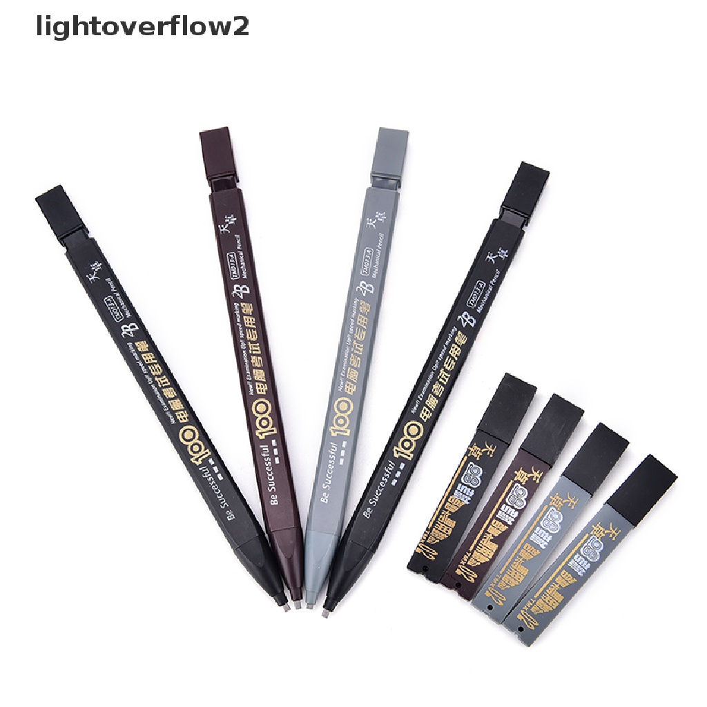 (lightoverflow2) Pensil Mekanik 2B Warna Hitam Dengan Isi Ulang