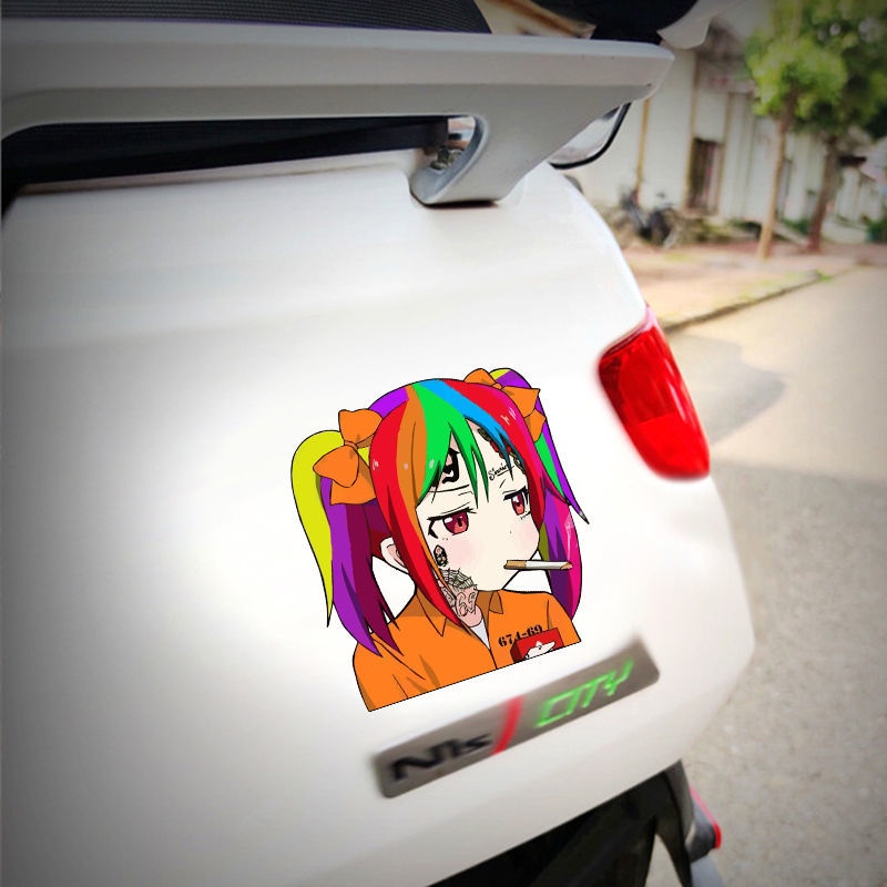 JDM Dua-Dimensi Lolli Beauty Girl Sticker Kaca Depan Penutup Tangki Bahan Bakar Tubuh Kartun Decal Sepeda Motor Skuter Mobil Scratch Cover Stiker Decals