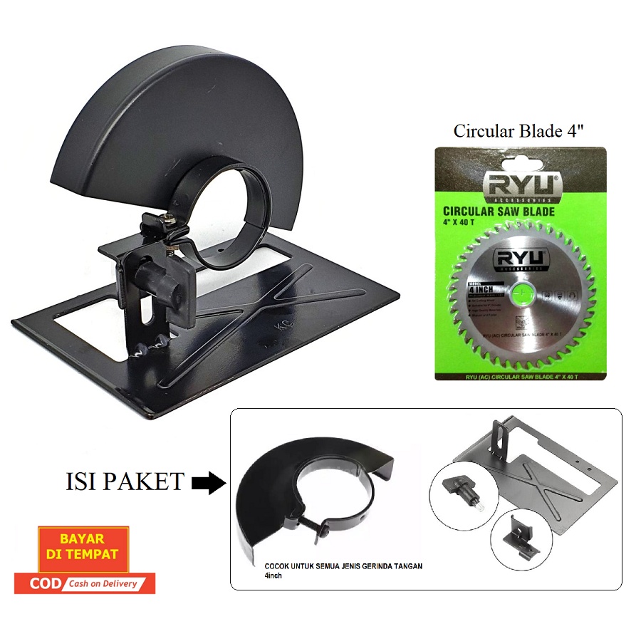 PAKET Stand Holder Dudukan Gerinda + Cover PLUS Circular Saw Blade Mata Circle RYU Mata Gergaji Kayu