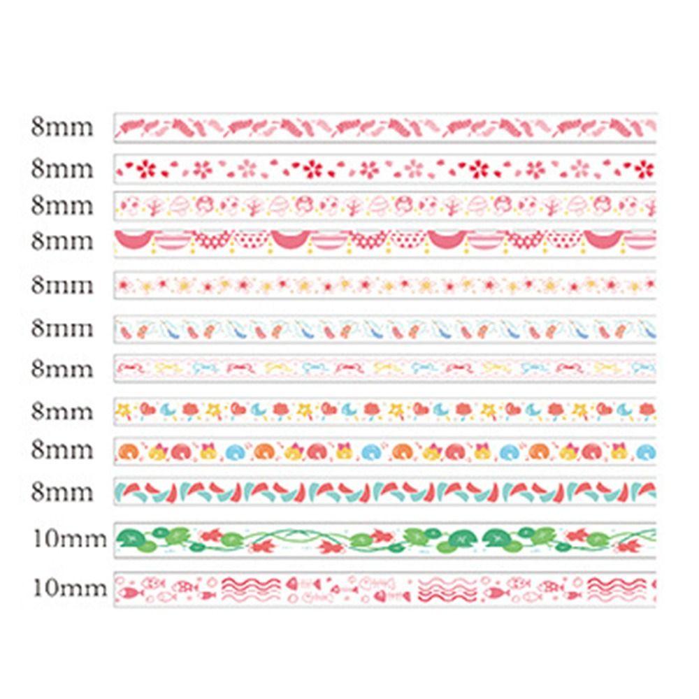 Top 12Rolls/Set Washi Tape Baru Sastra Scrapbooking Gadis Hati Kecil Segar Kreatif Alat Tulis DIY Bahan