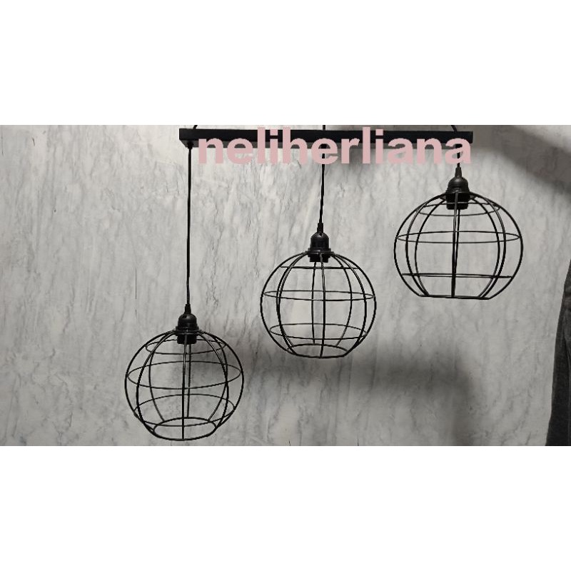 Lampu gantung bulat putih  1 set 3in1