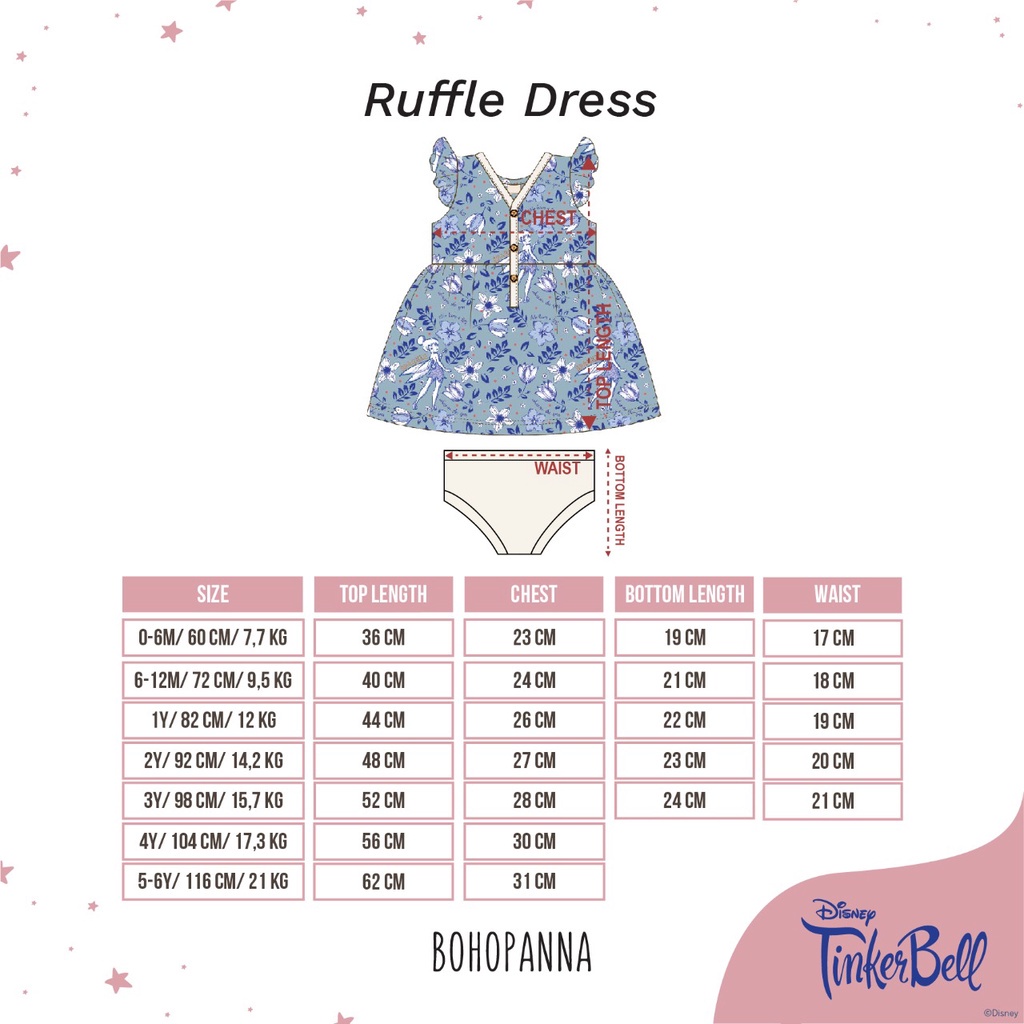 BOHOPANNA Ruffle Dress Disney Anak Perempuan