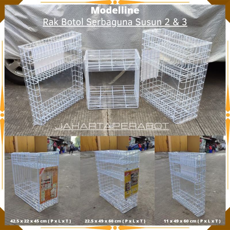 MODELLINE - Rak Botol 3 Susun / Rak Botol Mini 2 Susun / Rak Botol Ramping 3 Susun / Rak Dapur Gantung / Rak Kitchen Set / Rak Piring Gelas Botol Gantung Serbaguna Susun 2 - 3 Modelline