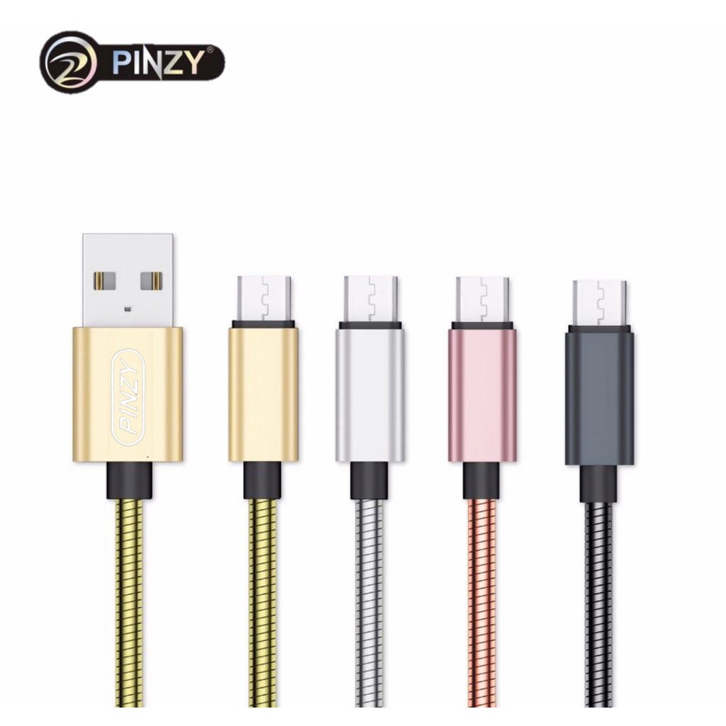 PINZY P6 Kabel Data FAST CHARGING FULL METAL Lightning Type C Micro USB kabel cas charger HP original