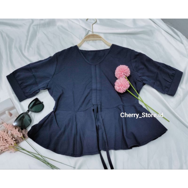 Cherry_blouse atasan tali serut bahan Polyester import