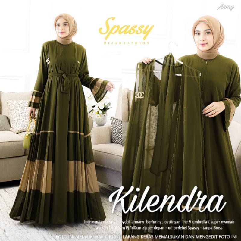 Kilendra Set Busana Muslim Wanita Terbaru Gamis Outer Set Baju Kondangan Wanita Kekinian Setelan Wanita Jumbo Ceruty Babydoll