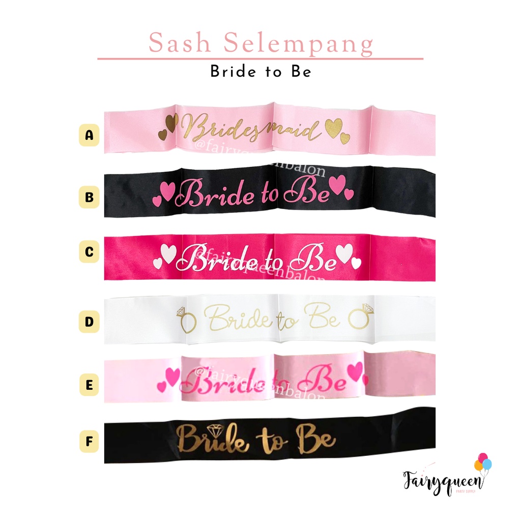 Jual Sash Selempang Bride Groom To Be Bridesmaid Perlengkapan