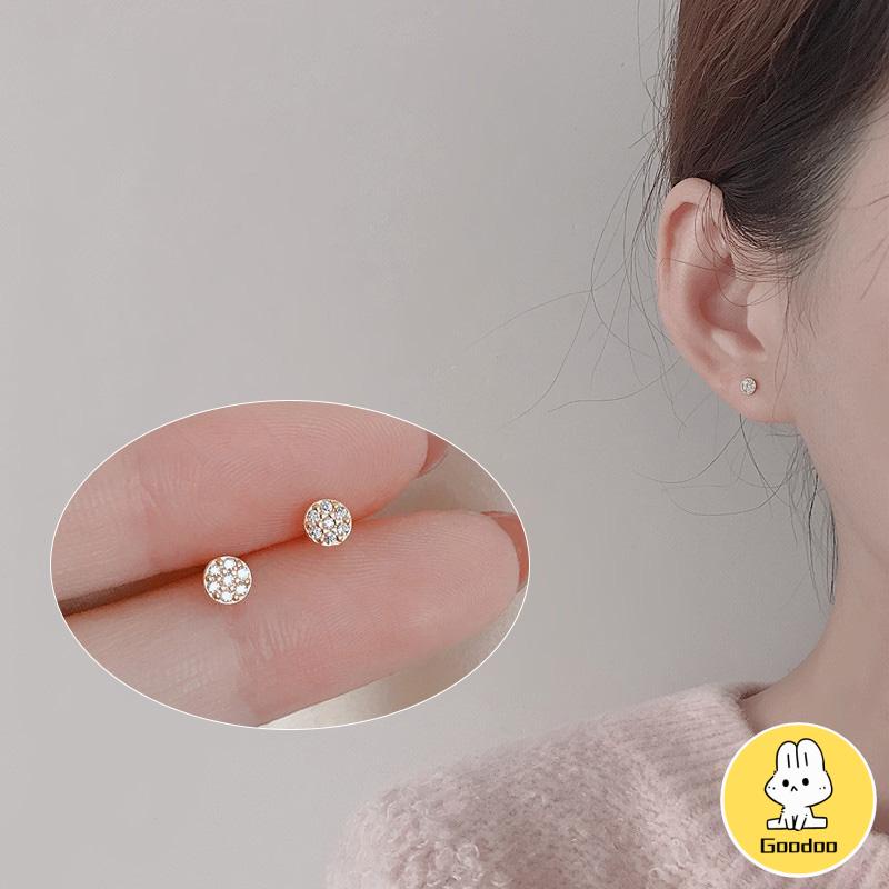 Anting Pejantan Kristal Berlian Titanium Steel S925 Untuk Wanita -Doo -Doo