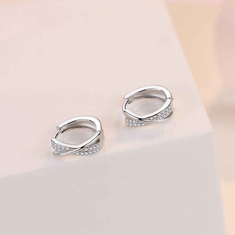 Anting Hoop Kristal Bahan 925 Silver Needle Untuk Wanita