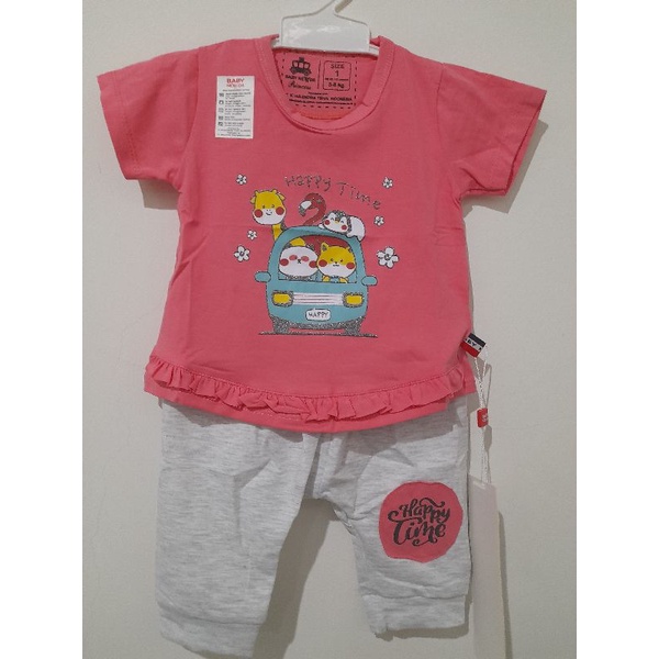 Baby Needs setelan baju bayi anak perempuan cewek girl nyaman ORI SNI Happy Time BNPS9992207