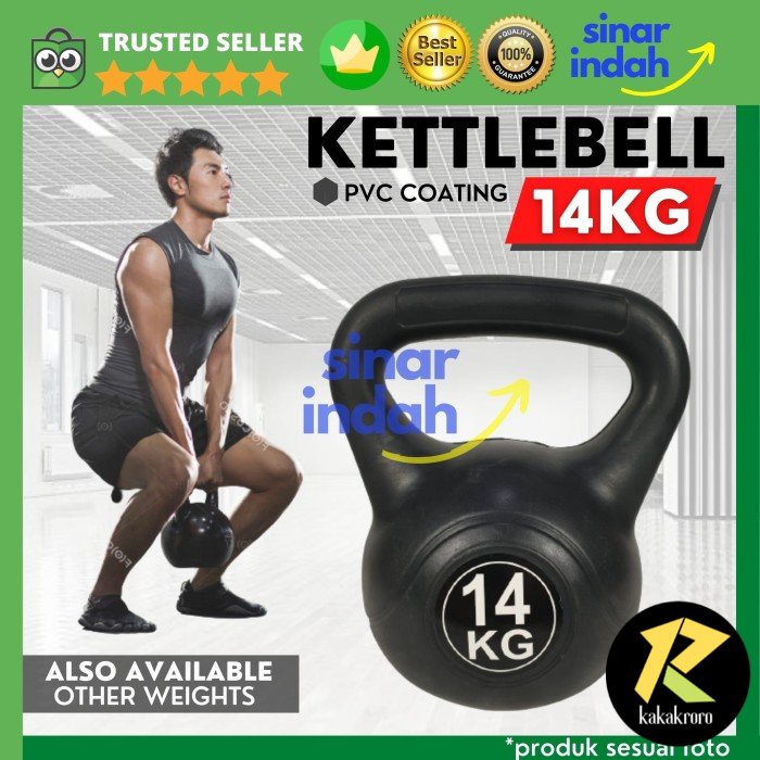 Vinyl KettleBell 14 Kg Angkat Beban Beginner Kettlebell PVC Coating - 2kg