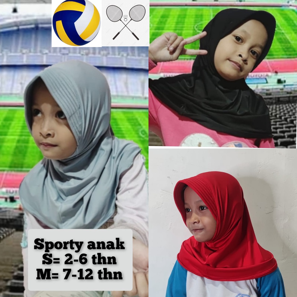 jilbab anak sporty bergo anak kerudung olahraga anak hijan sport kerudung sekolah
