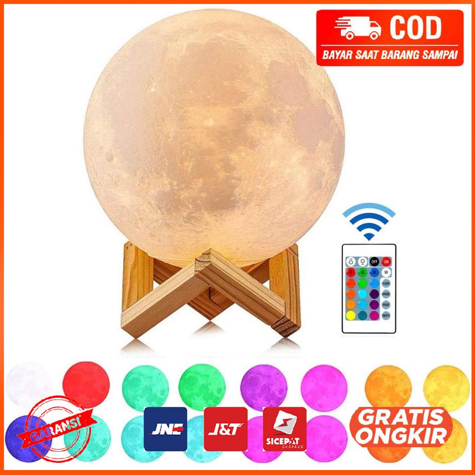 Lampu Tidur 3D Printed Moon Night Light Lamp OU16