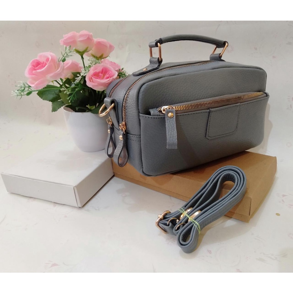 Tas wanita Kulit Asli Garut 2in1 Tas tangan / Tas Selempang model ANdin Kulit sapi asli papirut garu