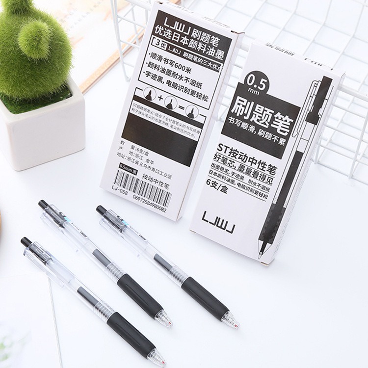 6 Pcs Pena Pulpen Cetek Tinta Warna Hitam GMALL ST0065