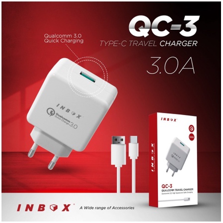 INBOX Charger QC-3 Fast Charging 3.0 15W Free Kabel Data QC3 Charger HP QC 3