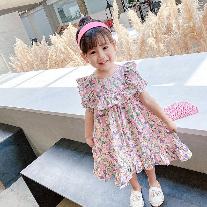 Dress Anak Perempuan Korean Style Bunga Mix Ungu