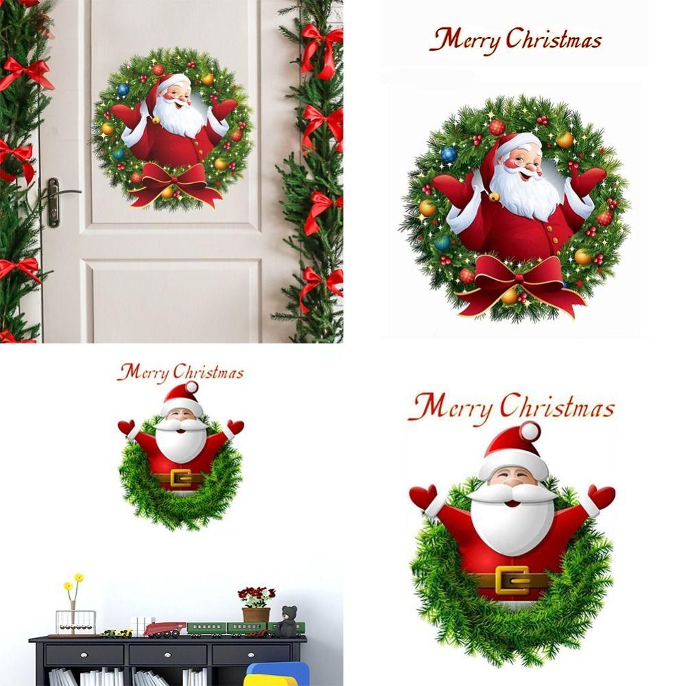 Top 2pcs/set Stiker Dinding Navidad Hadiah Tahun Baru Decor Merry Christmas