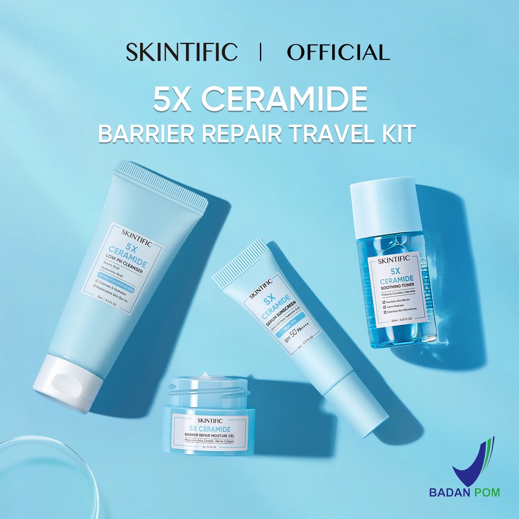 SKINTIFIC 5X Ceramide Skincare Paket Moisturizer | Cleanser | Soothing toner | Serum Sunscreen Barrier Repair | 5X ceramide skin barrier repair moisturize gel