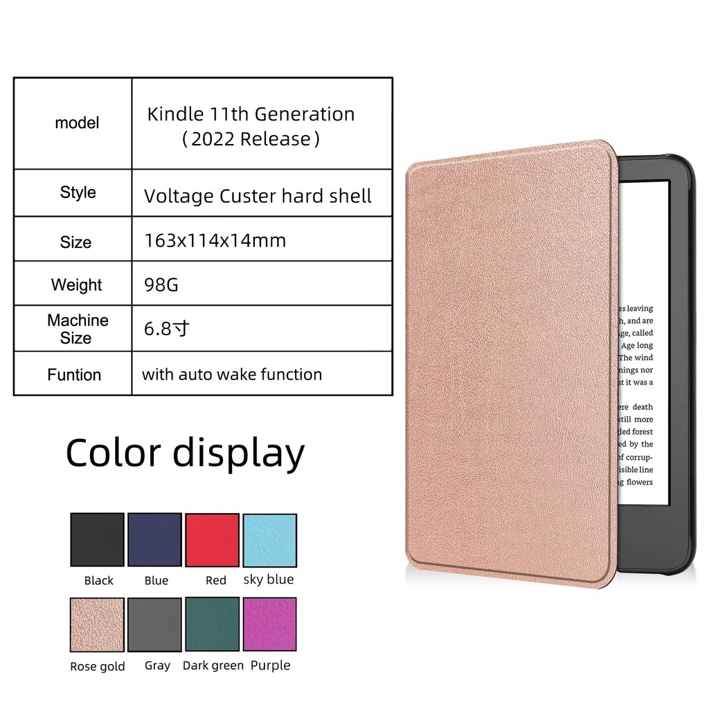 Baru Amazon Kindle Generasi 11th2022rilis 6.8 Inci e-Book Readers Case Fashion Warna Solid PC Hard Casing Flip Stand eReader Penutup Perlindungan Kulit