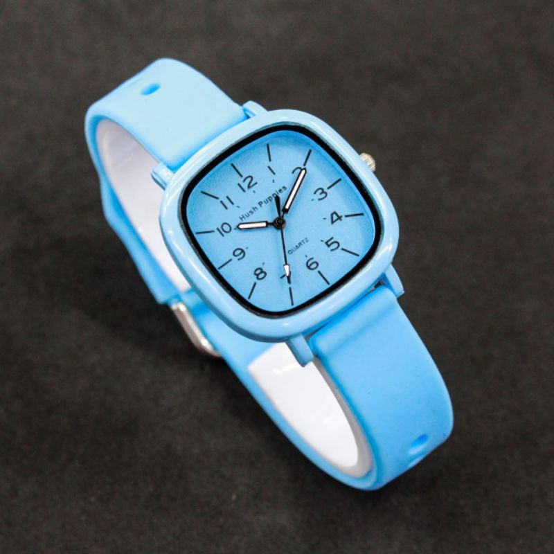 JAM TANGAN WANITA CEWEK HUSH PUPPIES SEGI OVAL SILICONE FASHION WATCH