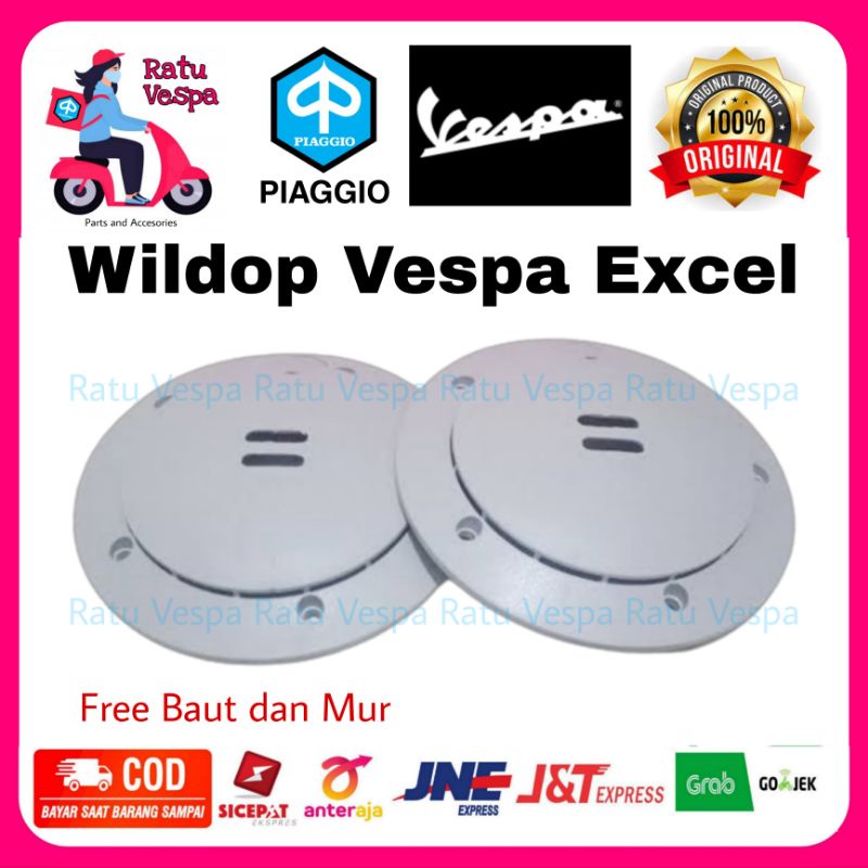 Wildop Dop roda Vespa Excel Logo CHUNG Piaggio lengkap Mur dan Baut