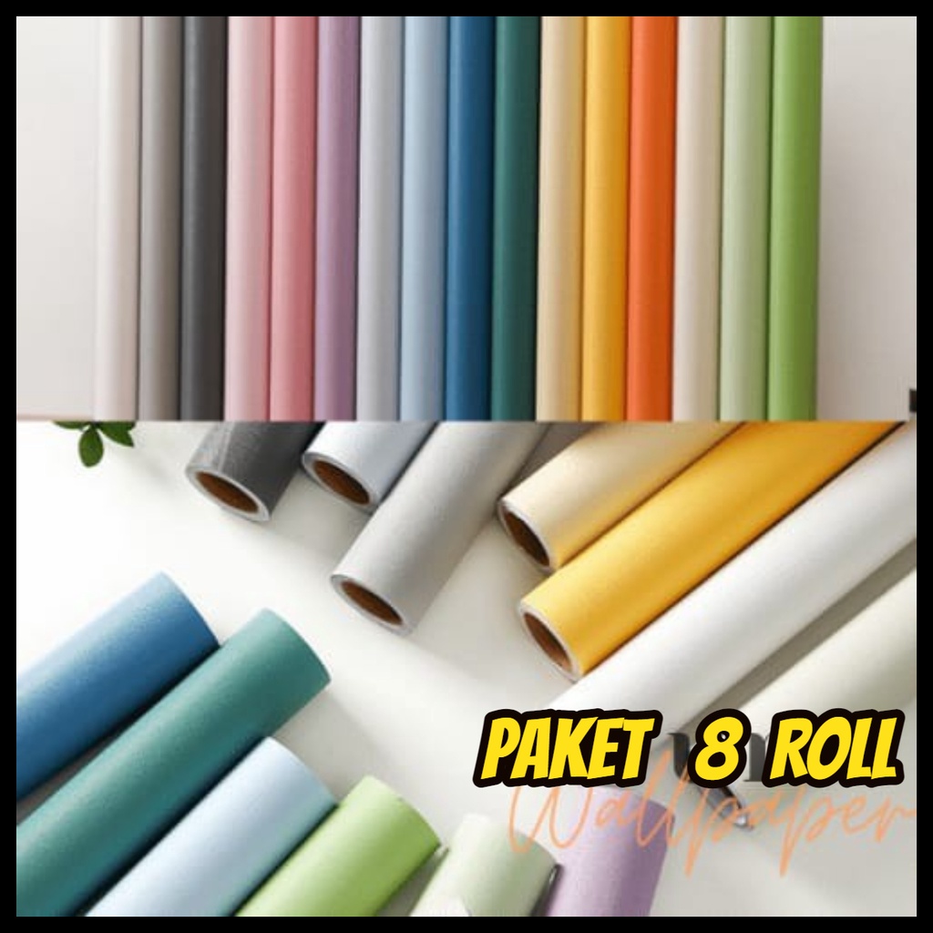 PAKET 8 ROLL Wallpaper StikerDinding uk 45CMx 5M Premium High Quality Bisa Cod