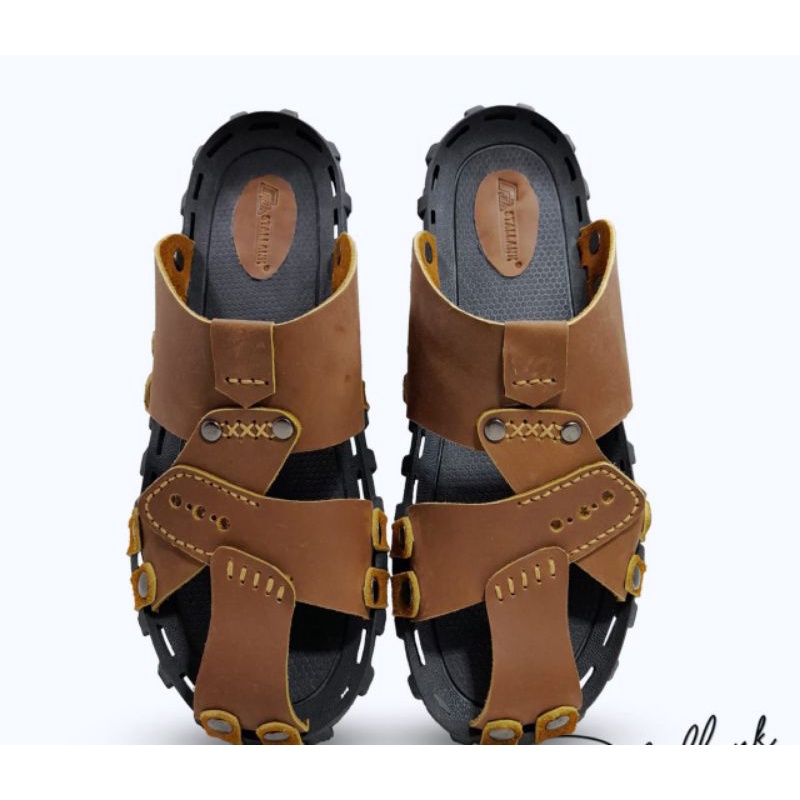 Sandal Slide Pria Asli Kulit | Asli Cibaduyut