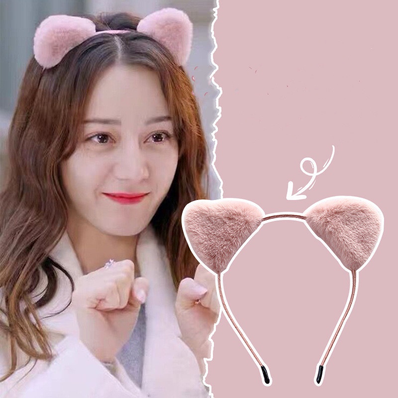 Kpop Cat Ear Headband Hair Clip Bando Jepit Kuping Kucing Cute Kiyowo Kawaii Cosplay Neko Halloween Party Blackpink Twice Red Velvet Itzy Ive Aespa Loona New Jeans Stayc