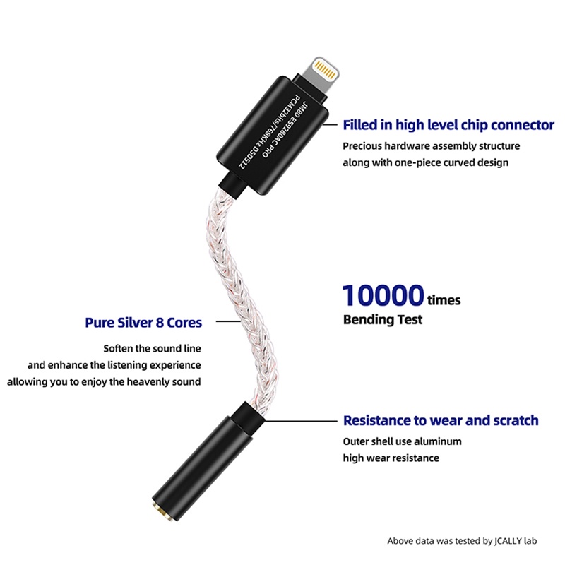Jcally JM80 Kabel Audio Digital DAC ES9280AC PRO USB Tipe C Ke 3.5mm 32bit / 768KHz Untuk Android / Apple