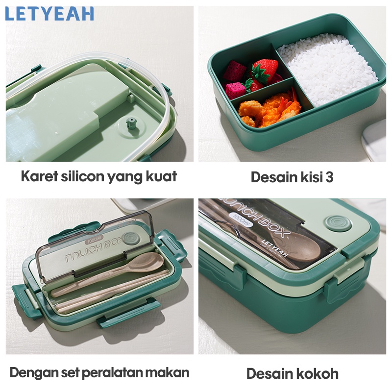 letyeah Kotak makan set/1000ml tempat bekal makan lunch box set 330ml mangkuk sup portable dan tas bekal/free BPA