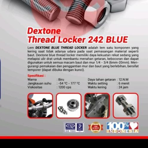 

Dextone Blue Thread Locker 242 - Lem Baut Temporer (dapat dibuka denga