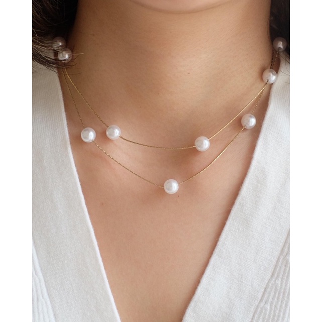Ark.co - Joan long pearl multiway necklace kalung mutiara panjang simple minimalis