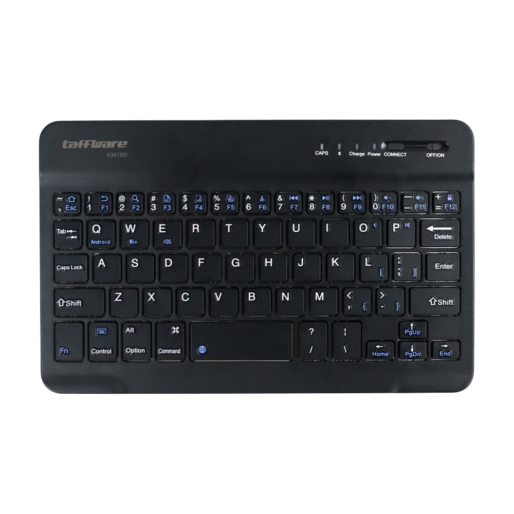 Keyboard Slim Wireless Bluetooth Rechargeable Kiboard Taffware KM78D windows android Hitam 10 iinch 8 in GS8