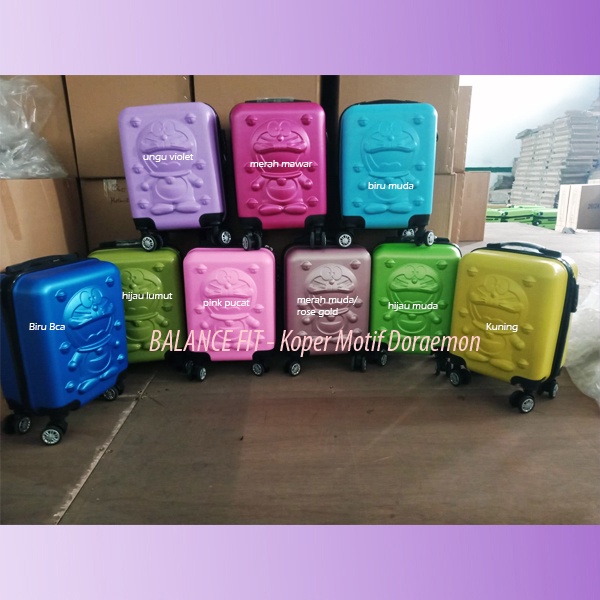 Koper motif Doraemon ukuran kabin 20 inch bahan Fiber dengan roda Double Wheel kualitas premium