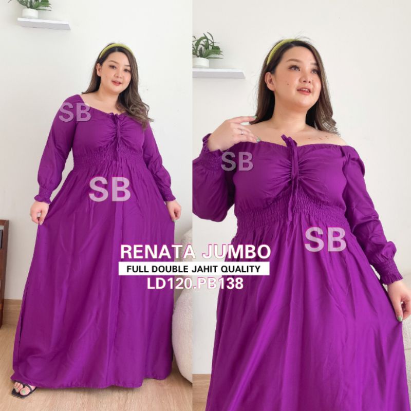 dress Renata dress serut panjang long dress jumbo