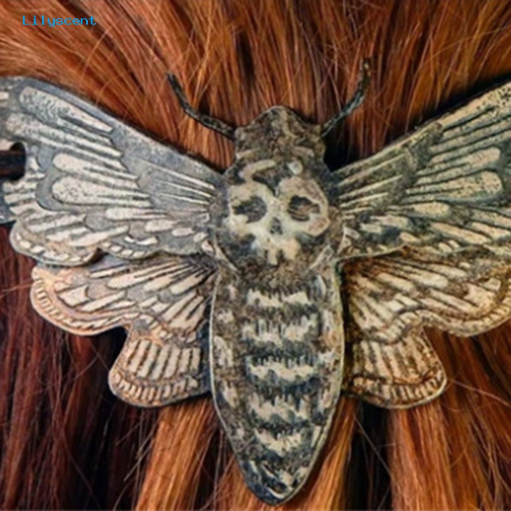 Stick Pin Rambut Desain Death Moth Misterius Untuk Halloween