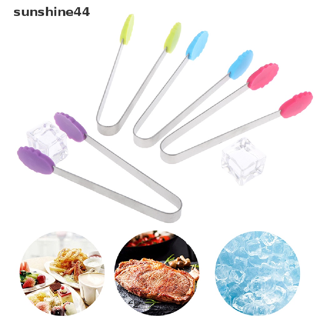 Sunshine 1Pc Penjepit Makanan Bentuk Bunga Bahan Stainless Steel + Silikon Anti slip